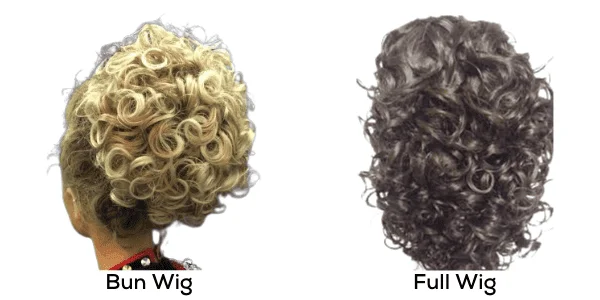 Example of Blonde Bun Wig and Brown Full Wig